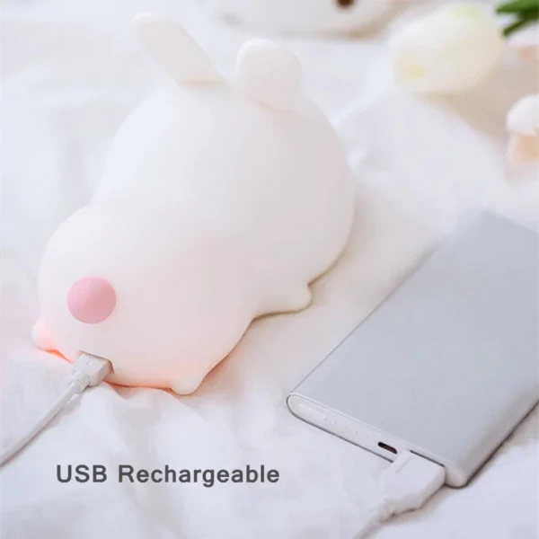 CUTE BUNNY LAMP, Color Changing Silicone Rabbit Touch Night Lamp - Image 4