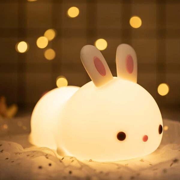 CUTE BUNNY LAMP, Color Changing Silicone Rabbit Touch Night Lamp