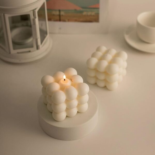 Scented Bubble Candle made of Soy Wax, Milk White Color - Image 4