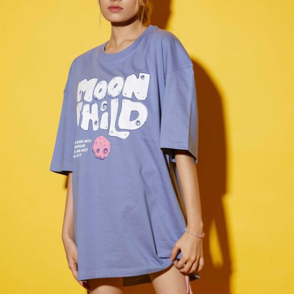 Moon Child Women's Oversized Cotton Mix T-Shirt , Modern print - Image 2