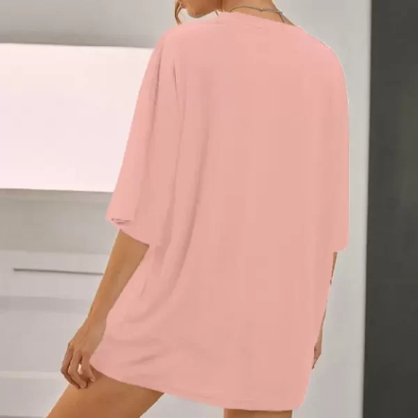 Baggy Tshirt For Women Candy Pink Oversized Tee With Cartoon Print - Image 2