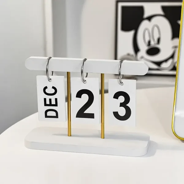 Wooden Desk Calendar, Perpetual Flip Calendar For Room Decor