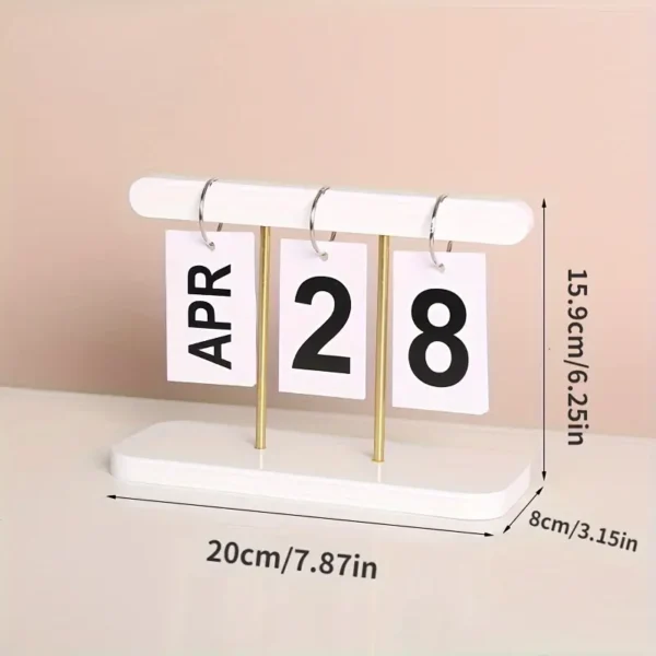Wooden Desk Calendar, Perpetual Flip Calendar For Room Decor - Image 3