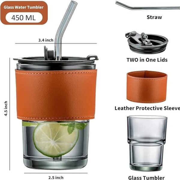 Brown Voix Glass Sipper Mug with Glass Straw - Image 4