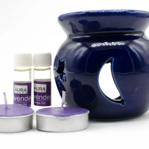 Tea Light Candles With Oil Diffuser With 10 ml Aroma Oil (Set Of 2) Purple Gift Set - Image 2