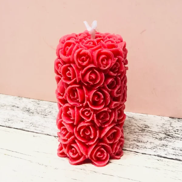 Red Rose Pillar Candle 3D (Set of 2) - Image 2