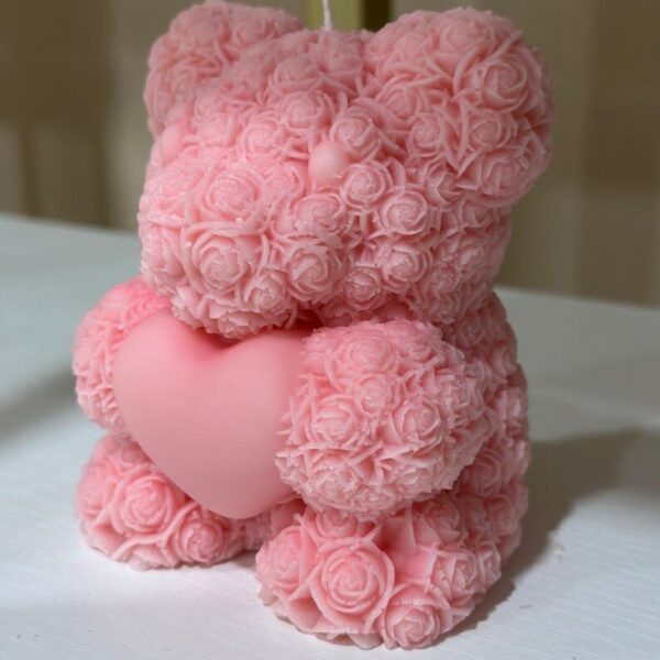 Rose Bear Candle Love Teddy Bear Candle with Heart - Image 5
