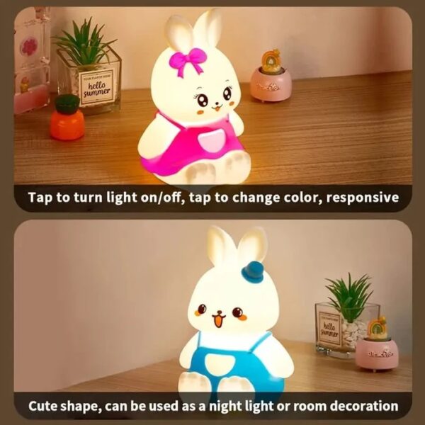 Cute Bunny Couple Pair Silicon Lamp (Rechargeable) - Image 5