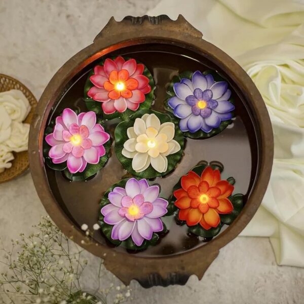 Water Sensor Floating Lotus Led Candles (Set of 6) - Image 2